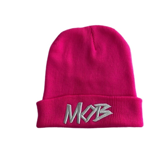 Hot Pink “MOB” Embroidered Cuffed Beanie - Picture 1 of 4
